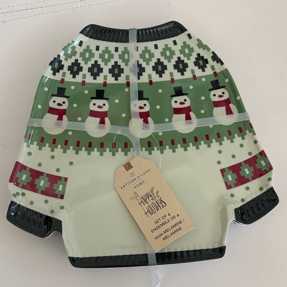 Festive Snowman Sweater Plates